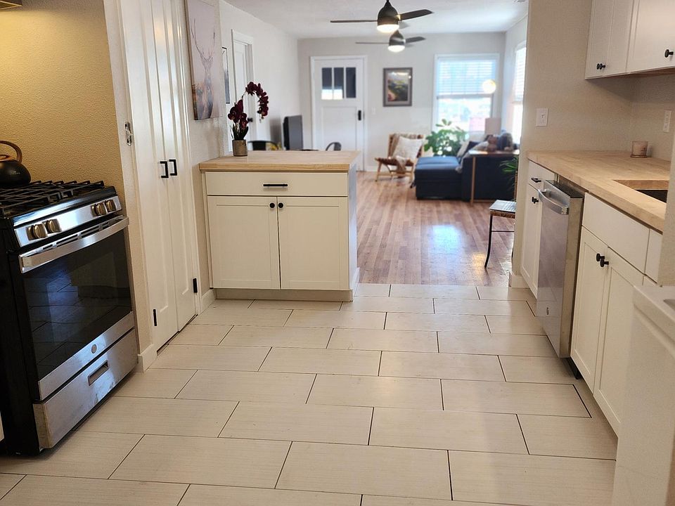 Kitchen open to living & dining area