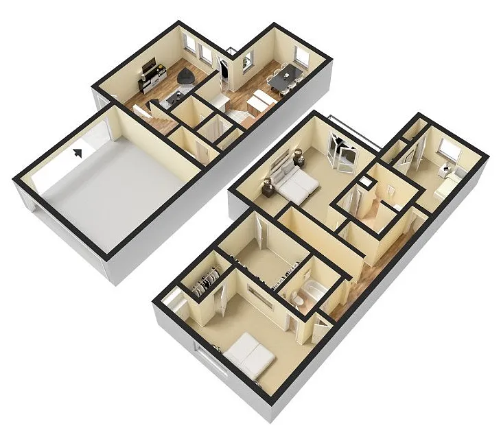 Floor plan 3x2.5d - 3 bedroom 2.5 bathroom