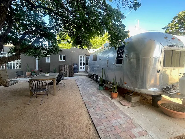 Back courtyard looking from back door (laundry room) towards casita (airstream not available for use)