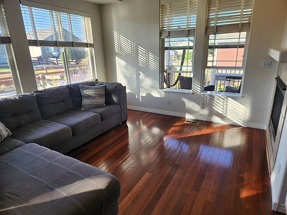 Living room with TV nook and gas fireplace