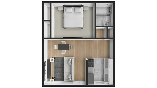 Floor plan Layout A - 1 Bed 1 Bath