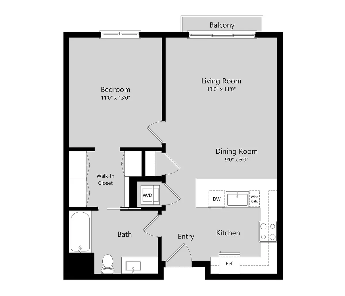 Floor plan 1 Bed 1 Bath Flat A