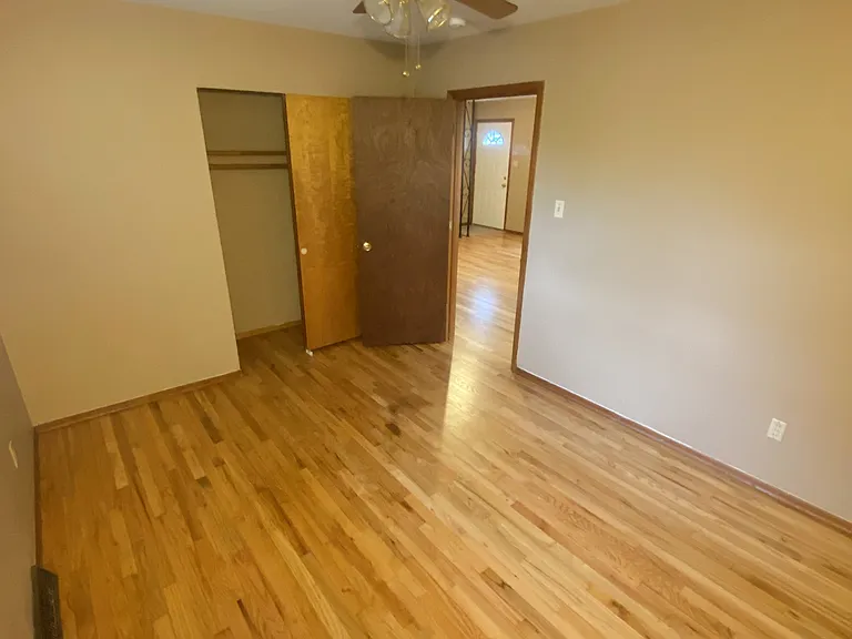 Bedroom with new hardwood flooring!