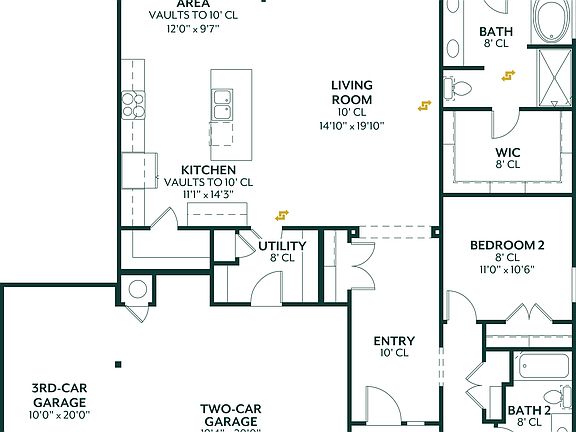 Inwood 3-Car - Canvas Collection Floor Plan with Porch A Traditional