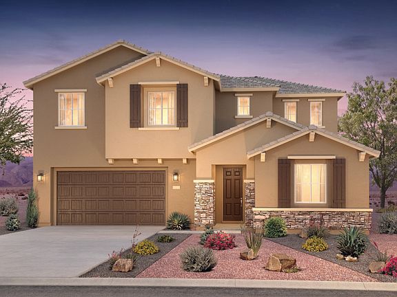 Exterior rendering shown in design style B. This design features decorative stone accents for maximu