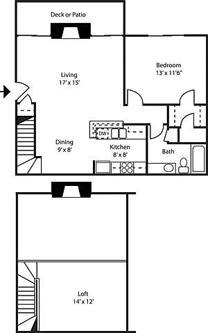 Floor plan 1BR-1BA-LOFT