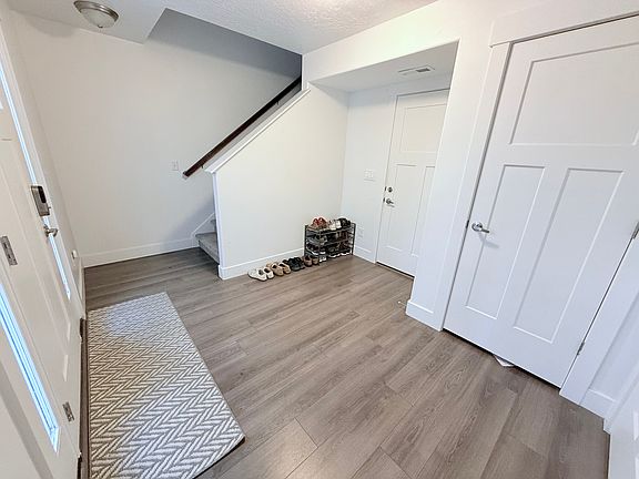Ground floor/entry way. Doors to the garage, utility closet, and small closet pictured.