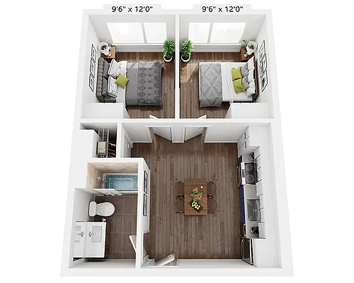 Floor plan Two Bedroom B1E