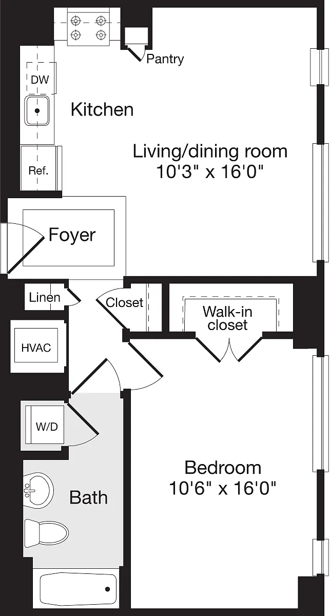 Floor plan 1 Bedroom H