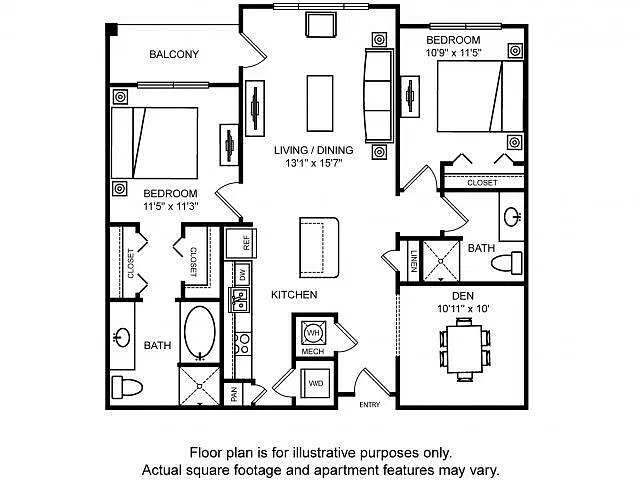 Floor plan Preston - Two Bedroom w-Office