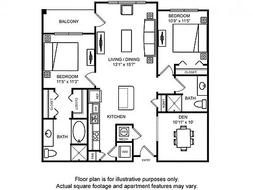 Floor plan Preston - Two Bedroom w-Office