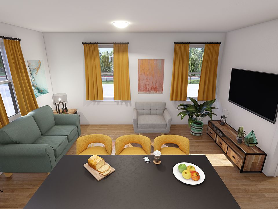 2 bedroom living room, open concept to kitchen area