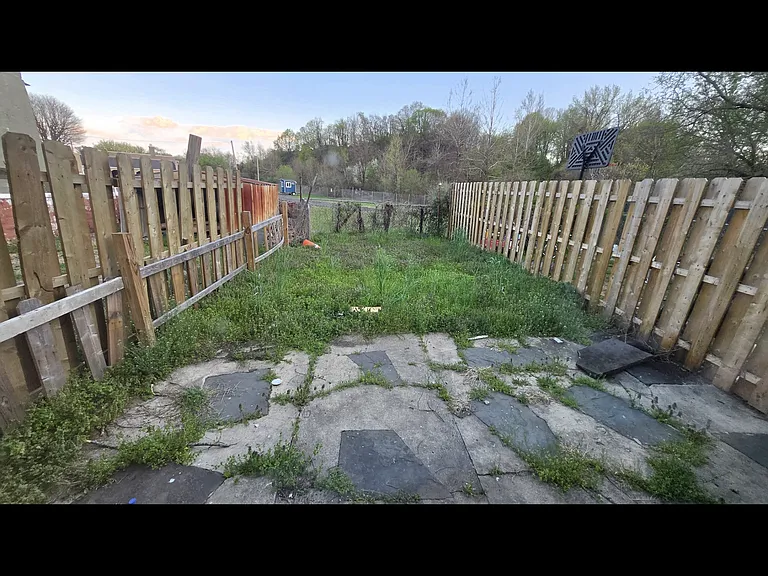 Backyard with privacy fence.