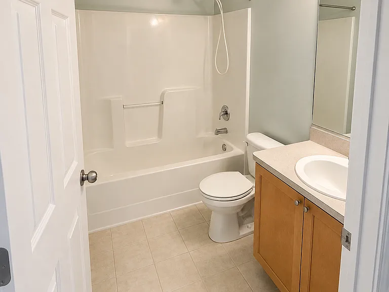 downstairs full bath across from laundry room