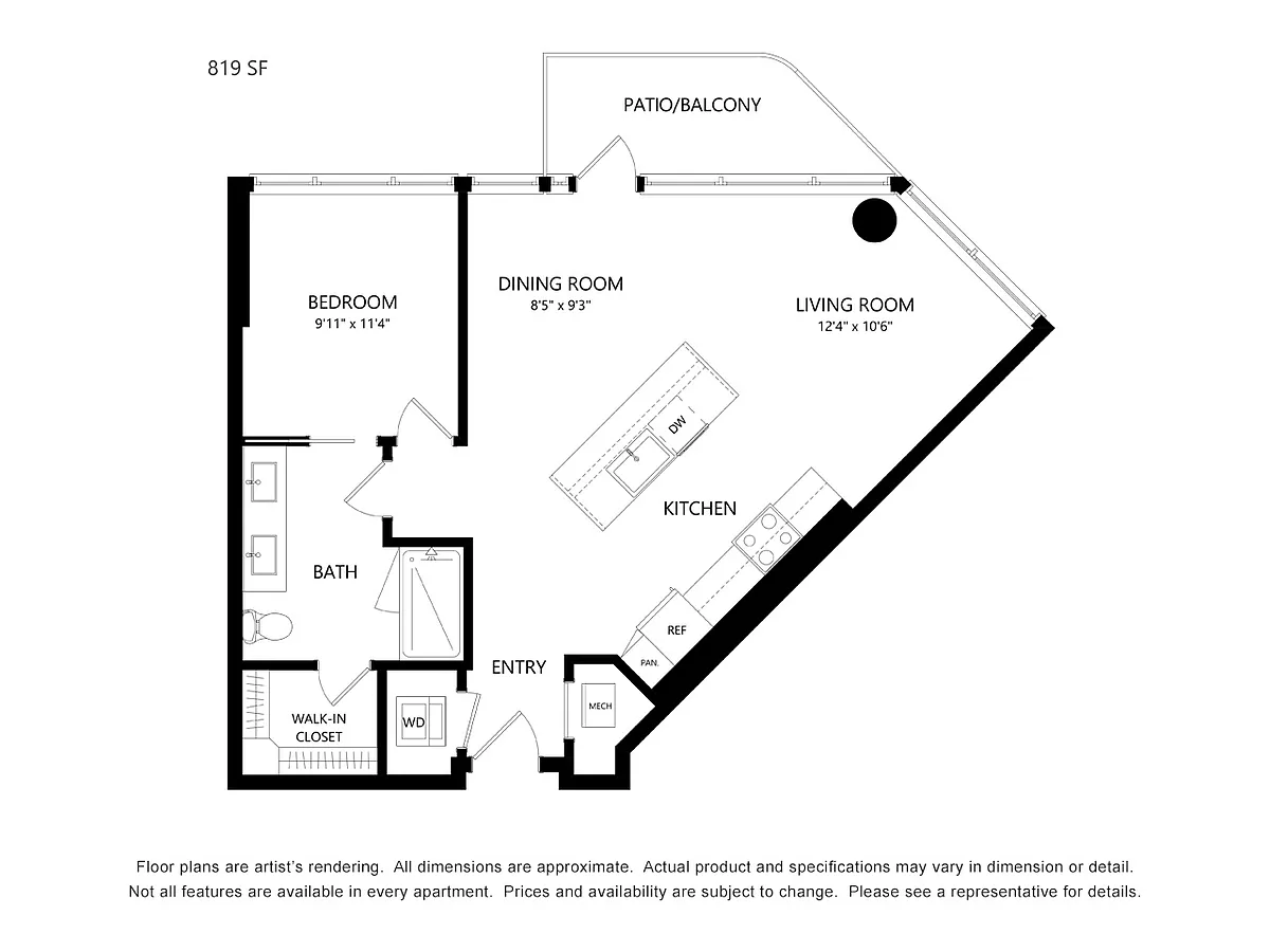 Floor plan 1 Bedroom B
