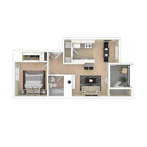 Floor plan 1 Bedroom, 1 Bath A1