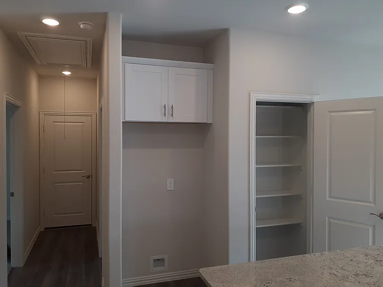 Pantry and space for refrigerator.