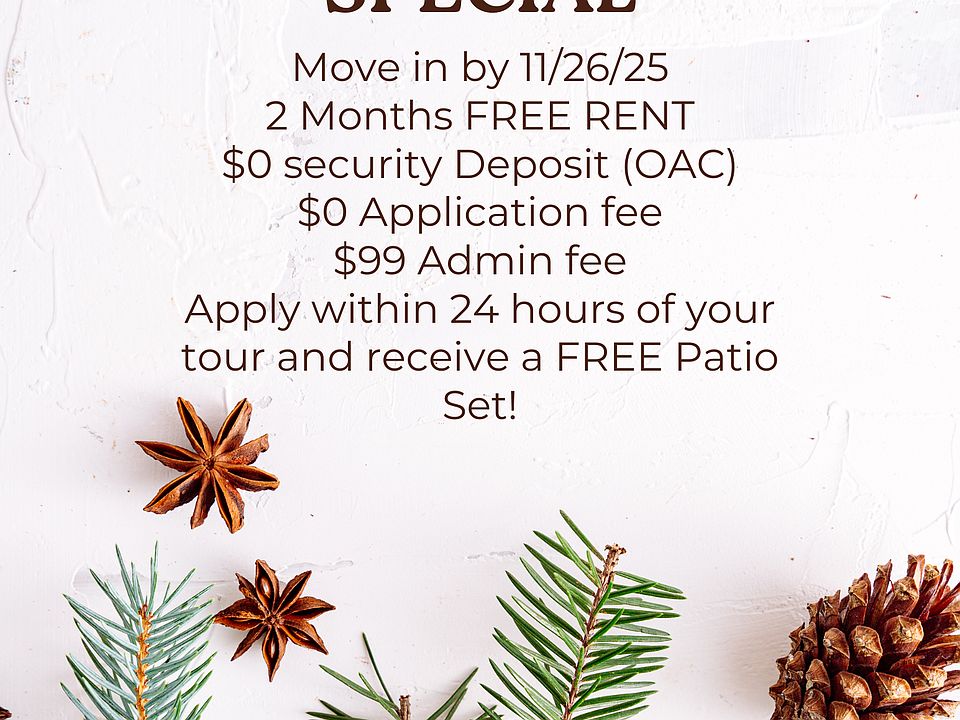 Move in by 11/26/2025 for 8 WEEKS FREE + More!