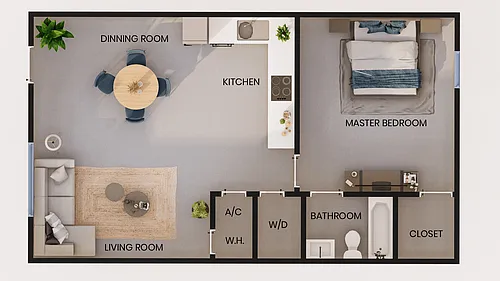 Floor plan 1 Bedroom|1 Bath