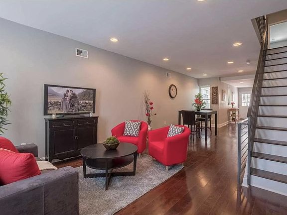 Living room and stairs to second floor