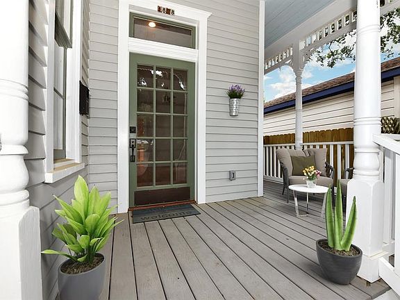 Porch virtually staged.