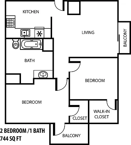 Floor plan 2 Bedrooms 1 Bath- Upper Level