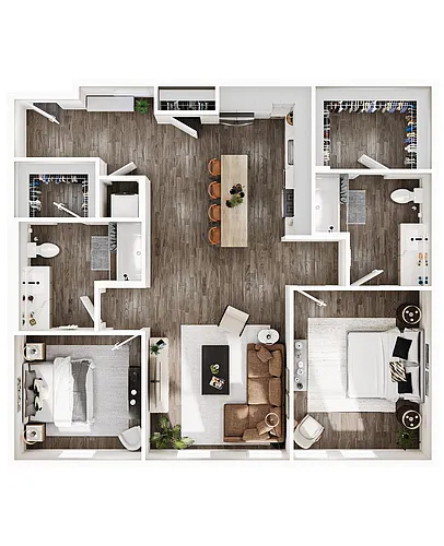 Floor plan 2 Bedroom | 2 Bath | Plan B8