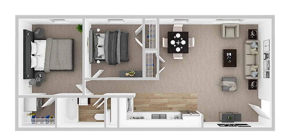 Floor plan 2 Bedroom/1 Bathroom