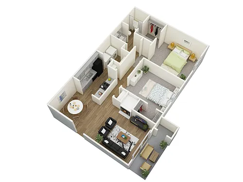 Floor plan Two Bedroom One Bath