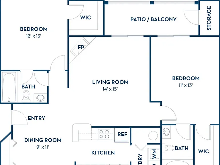 2 Bedroom | 2 Bath | 1154 SF 2 Bedroom | 2 Bath | 1154 SF