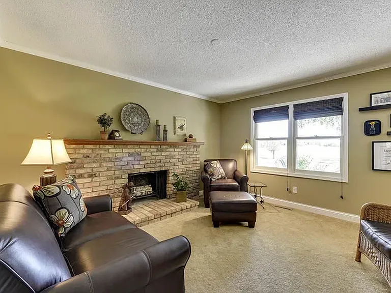 Den with fireplace
