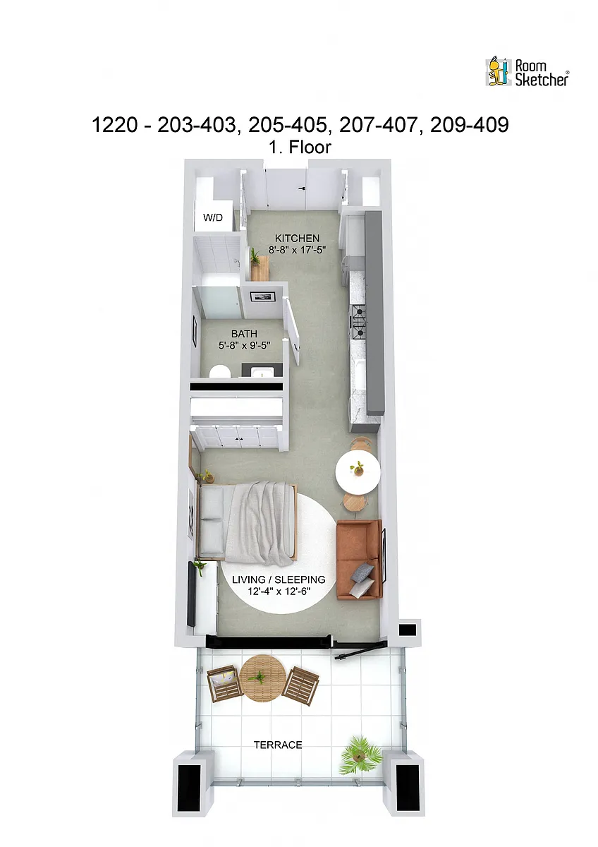 Floor plan J1 Studio, Terrace