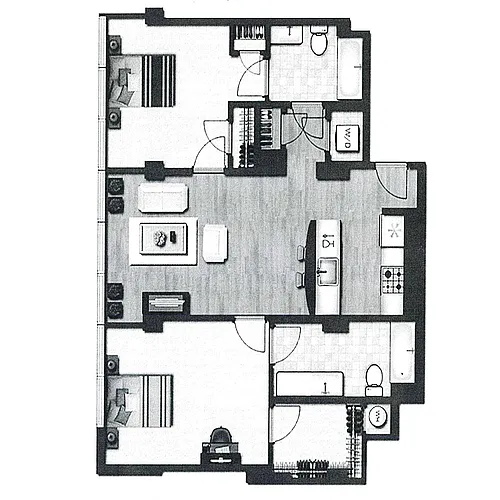 Floor plan Two Bedroom, Type D