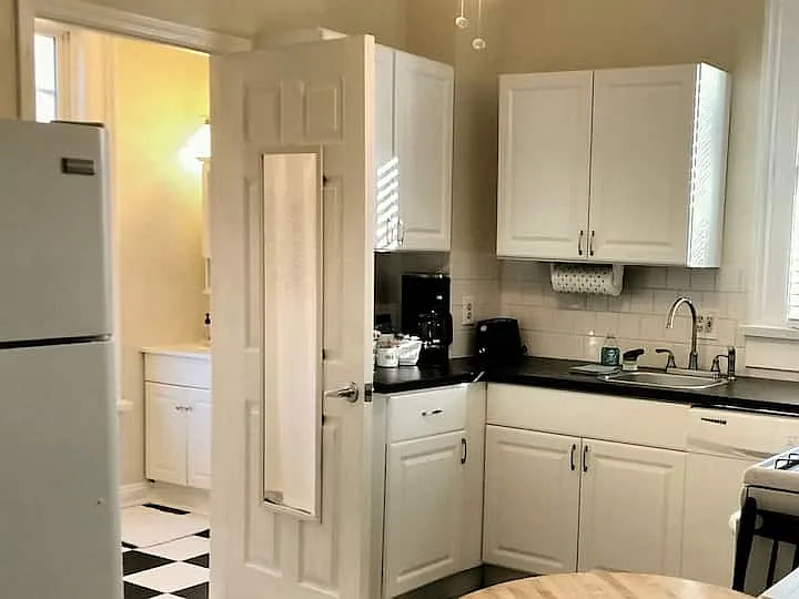 Bathroom off of kitchen.