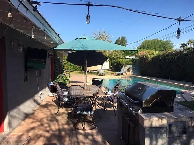 dog friendly yard with large pool