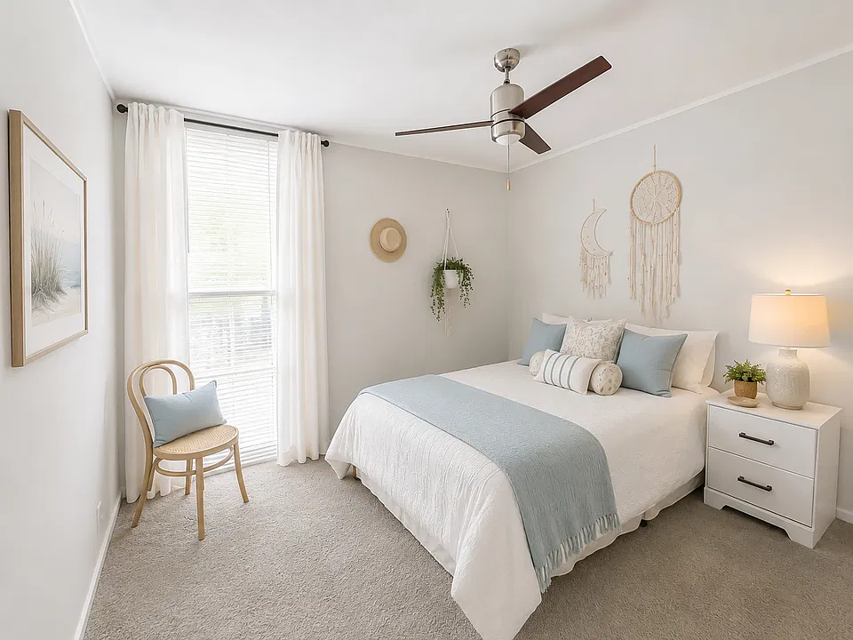 Bright and comfortable bedroom designed for rest and relaxation.