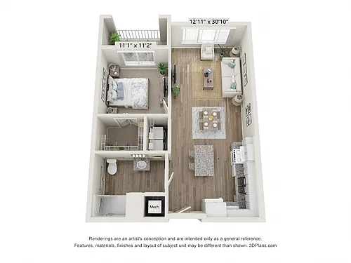 Floor plan 1AA (Wheelchair Accessible)