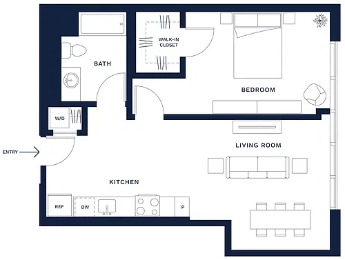 Floor plan 1 Bed/1 Bath-E2