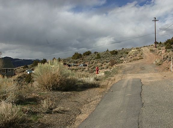 facing north, up the street