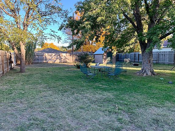 Backyard with garden shed