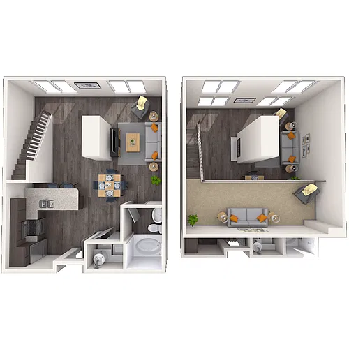 Floor plan Studio 0x1 622-885 SF