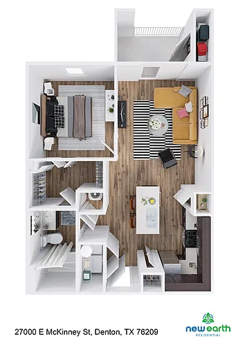 Floor plan A-2 1 Bed 1 Bath