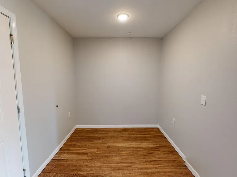 The eat-in kitchen provides a nook that could be used as a dining room or work station. The eat-in kitchen provides a nook that could be used as a dining room or work station.