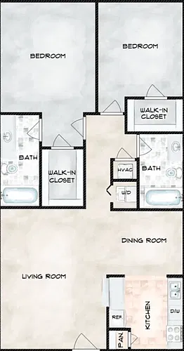 Floor plan 2BDS/2BA