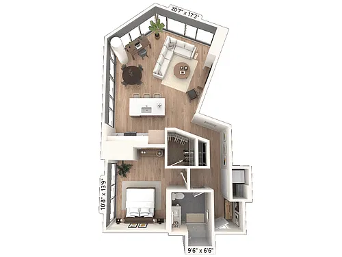 Floor plan One Bedroom 13