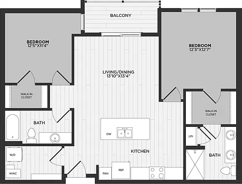 Floor plan 2 Bed/2 Bath-D2