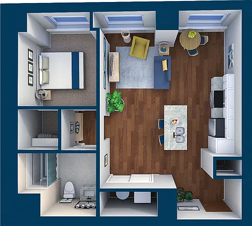 Floor plan Suite Style 13 - 1 Bedroom 1 Bath