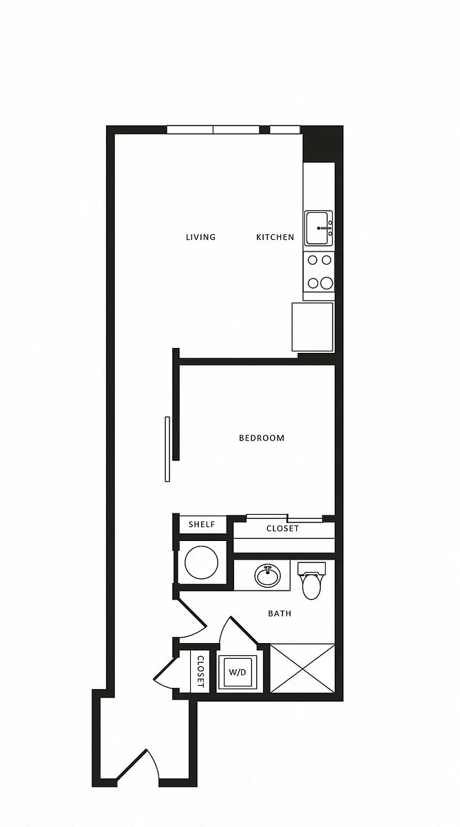 Floor plan 1 Bed/1 Bath-A04 Modern
