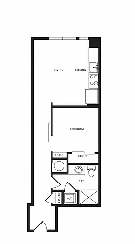Floor plan 1 Bed/1 Bath-A04 Modern