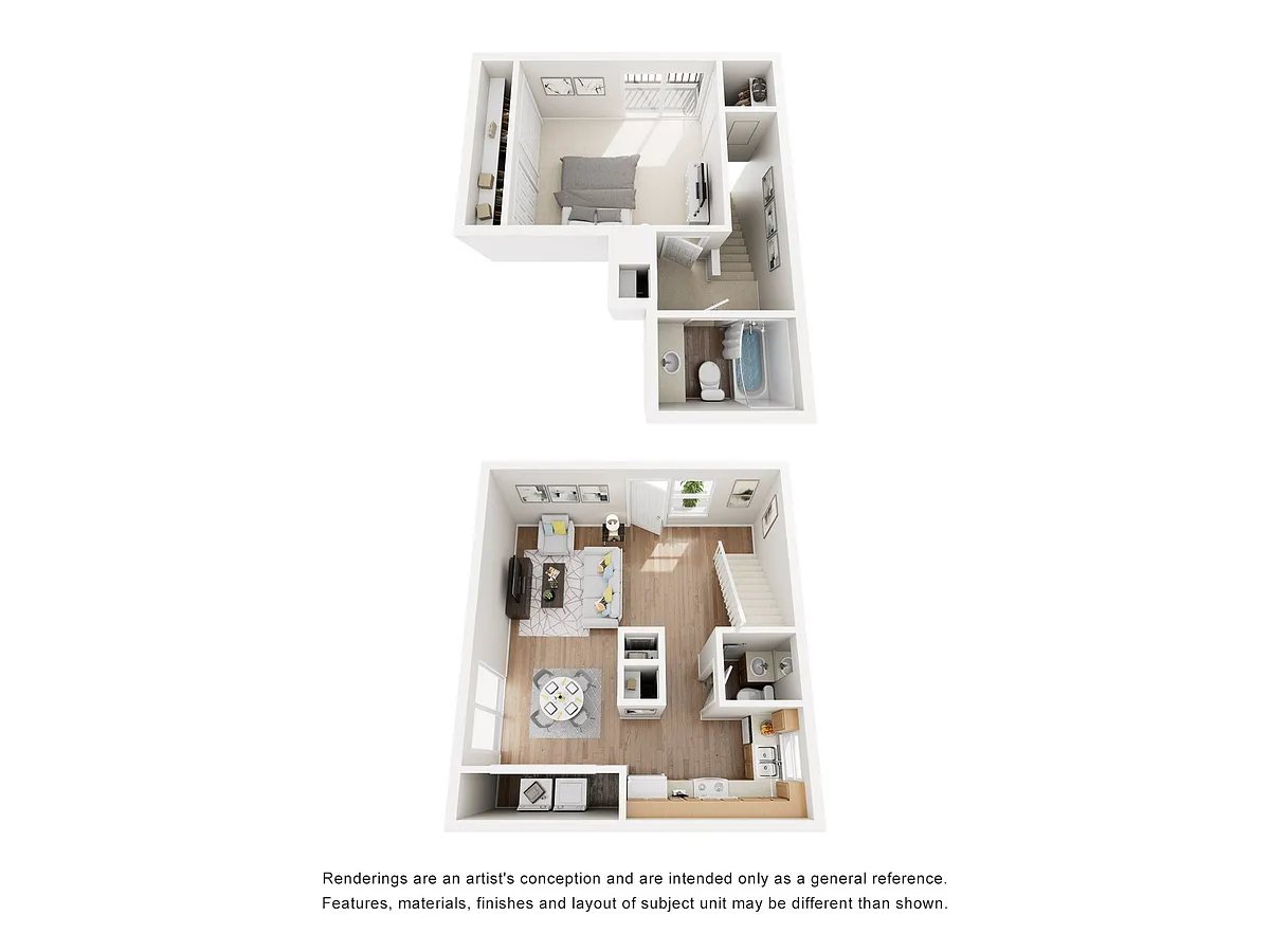 Floor plan One Bedroom, One and Half Bath Townhome